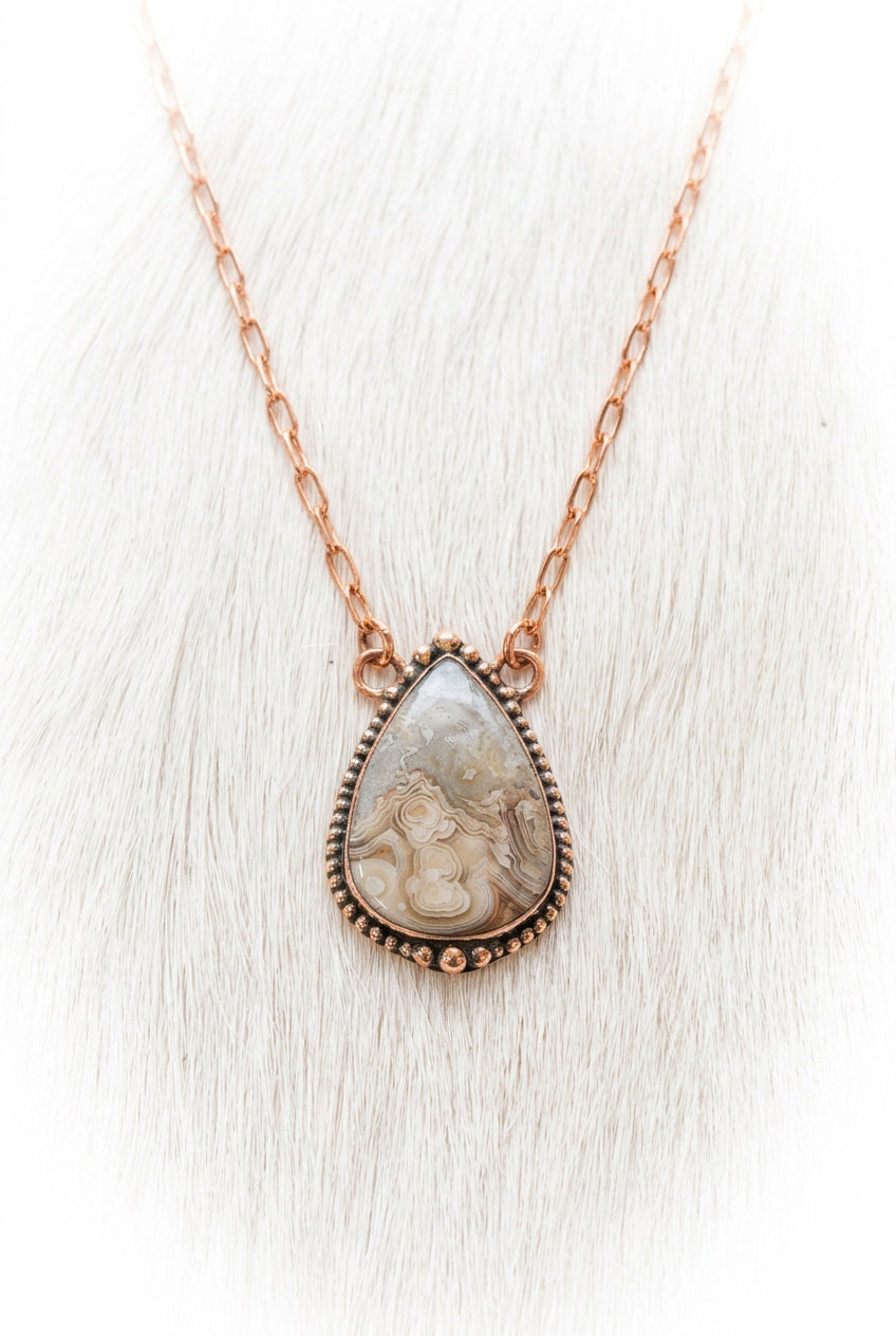 Crazy Lace Agate Copper Tear Drop