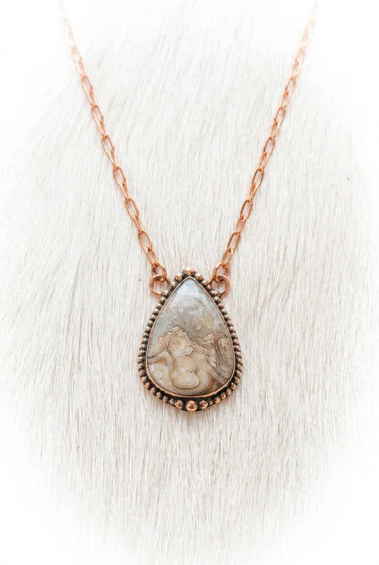 Crazy Lace Agate Copper Tear Drop